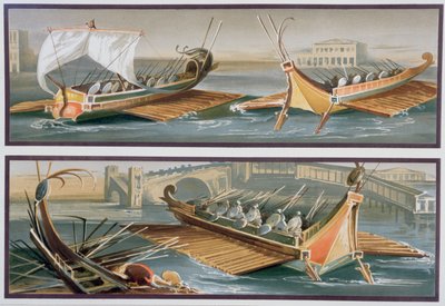 Roman Sailboats and Rowing Boats, after frescoes in the Temple of Isis in Pompeii by Giacinto Gigante